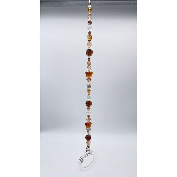 Beaded Suncatcher - Brown Butterfly - Clear Crystal Ring  -  Indoor/Outdoor - Picture 2 of 13